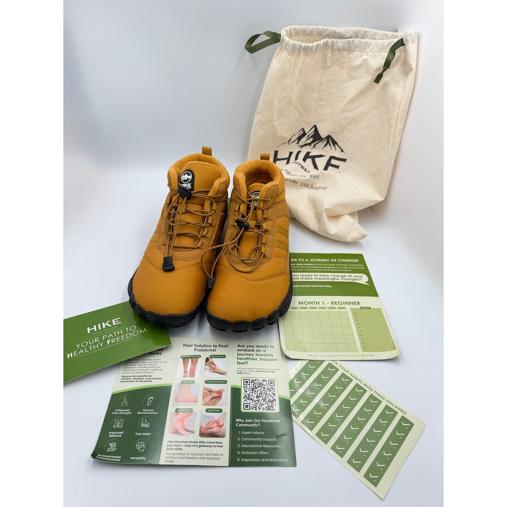HIKE Footwear HF Barefoot Winter Boots Mens EU 42 Yellow Insulated Wide Toe Box